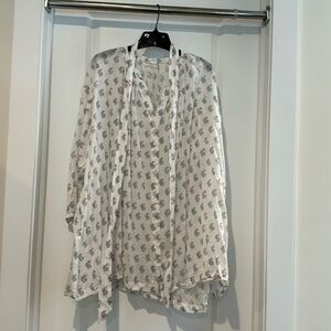 Down block print woven tunic woven tunic with waist tie